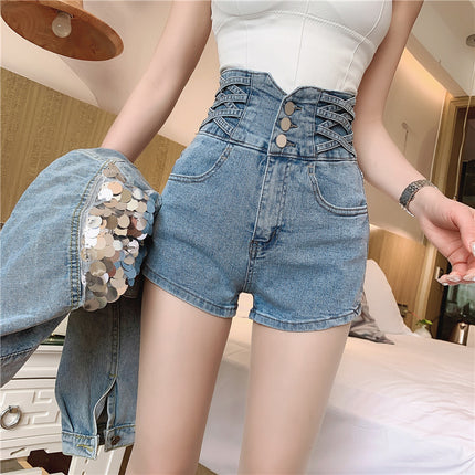High-Waisted Denim Shorts for Women Summer 2025 New Slimming Personality Versatile Comfortable Casual Petite Denim Shorts
