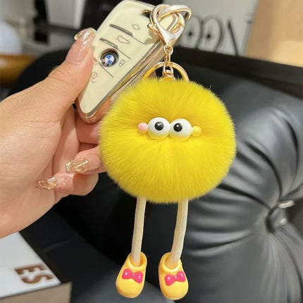Wholesale New Long-Legged Real Rex Rabbit Fur Keychain Pendant Cute Cartoon Key Small Gift Doll School Bag Pendant