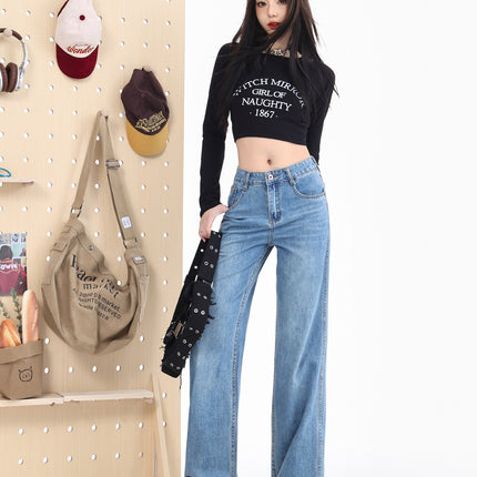 Straight Leg Cool Cover High Waist Loose Straight Spring 2025 New Style Small Narrow Wide Leg Slim Mop Pants