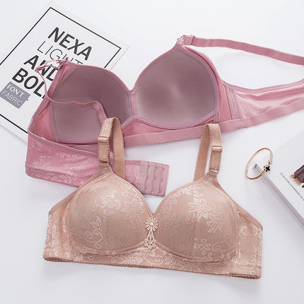 Underwear Women's Bra Push-Up Without Rims to Control Secondary Breasts Adjustable Sexy Thin Large Size Mother's Bra for Middle-Aged Women