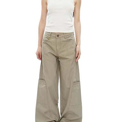 2025 Summer New Style American-Style Loose-Fitting Slimming Casual Patchwork Floor-Length Wide-Leg Pants Loose Long Pants