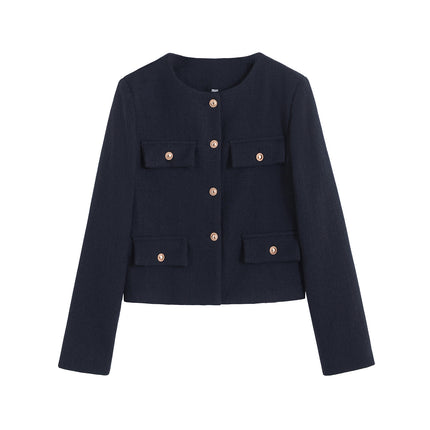 Za Cross-Border Women's Clothing Wholesale European and American Style Round Neck Single-Breasted Elegant Versatile Small Fragrance Jacket Jacket 3046278