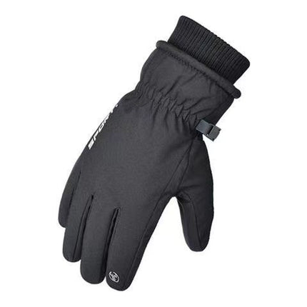 Wholesale black warm gloves men's skiing mountaineering winter plus velvet padded touch screen outdoor cycling five fingers men's