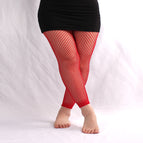 Chinese net nine-point socks red / Plus size