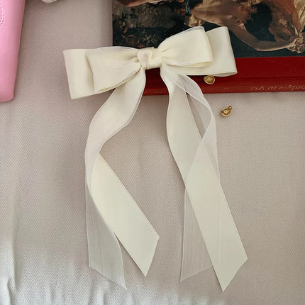 Internet Celebrity Super Fairy Large Chiffon Bow Hairpin Women's Head Half-Tie Hair Accessories Face Showing Small Spring Clip Headwear