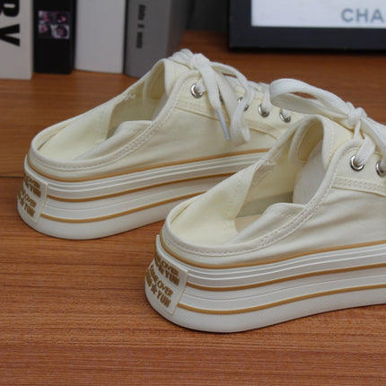 Two-Way Wear Thick-Soled Canvas Shoes for Women, Dopamine Sneakers, White Shoes, 2026 New Spring/Summer Thin Style, Trendy on Instagram