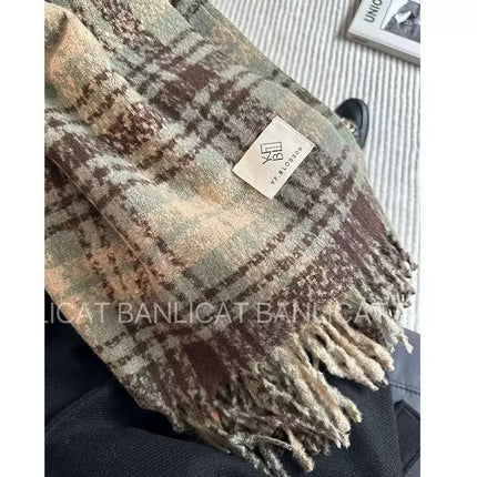 New Striped Scarf for Women, Autumn and Winter Thickened Warm Neck Scarf, Versatile Solid Color for Students, Manufacturer Cross-Border Fashion