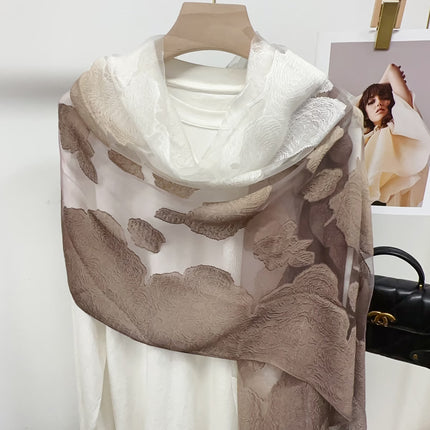 Three-dimensional Flower Cutting Scarf Women's Spring and Autumn Korean-style Organza Rose Long Scarf Gauze Dual-use Shawl