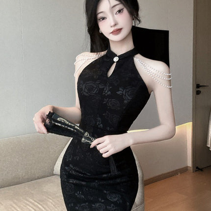 High-end sense Chinese modified cheongsam vintage women's 2024 new pure sexy royal sister hip dress dress