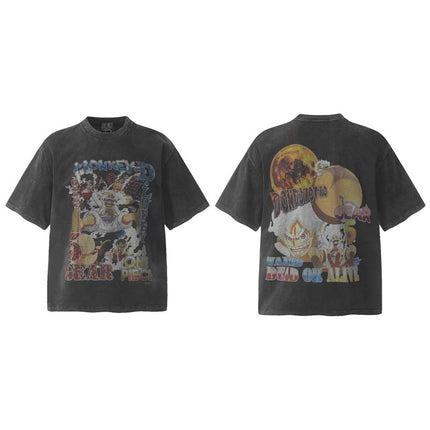 Saint Michael Cho Big Face European and American Retro Washed and Distressed Commemorative Portrait Short-Sleeved T-Shirt Trendy