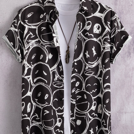 2023 cross-border fashion casual digital printing Smiley men's shirt
