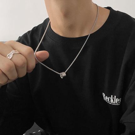 Personalized titanium steel non-fading color small man waist transfer bead necklace jewelry men's hip hop gay small man waist sweater chain