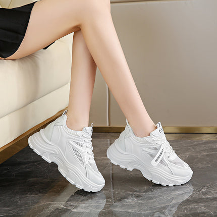 Sneaker women's shoes 2023 new autumn mesh thin breathable mesh shoes casual versatile thick-soled black daddy shoes