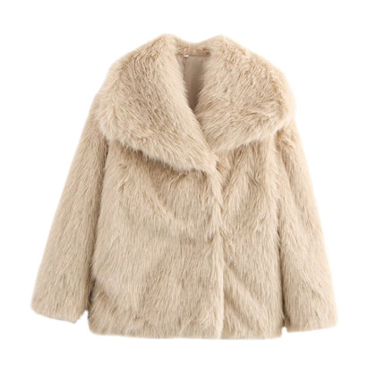 Foreign Trade 2026 Autumn and Winter European and American Fashion Versatile Casual Lapel Faux Fur Coat for Women X410970