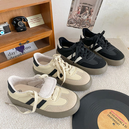 Winter cotton shoes couple retro German training white shoes men's 2024 new fleece-lined men's shoes Joker casual shoes wholesale