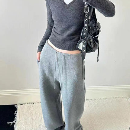 Niche alrig * t Design Narrow Waist Arc Banana Pants Women's Lazy Style Leisure Loose Drawstring Thickened Wei Pants