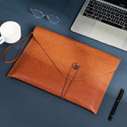 Brown/portable button document bag
