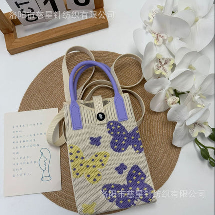 Girl's Heart-Shaped Knitted Crossbody Bag