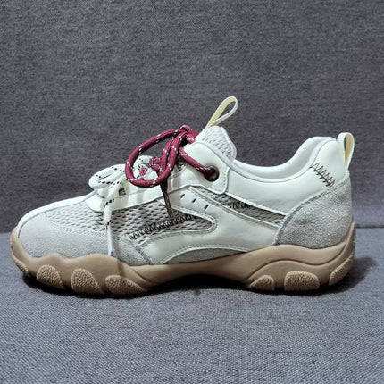 Cute and Quirky Women's Hiking Shoes 2026 New Spring/Summer Genuine Leather Mesh Breathable German Training Shoes Outdoor Walking Soft-Soled Dad Shoes
