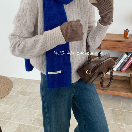 Factory Wool Blended Solid Color Wool Scarf Women's Winter White South Korea New Student Couple Simple Knitted Scarf