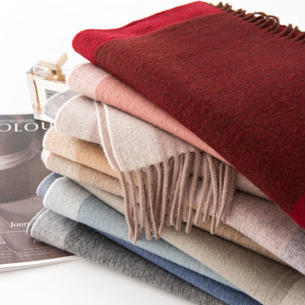 Wool Scarf Autumn and Winter 2025 Double-Sided Splicing Scarf Women's Thickeneded Warm Shawl Simple Tassel Versatile Scarf