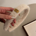 4#Beige min plush headband