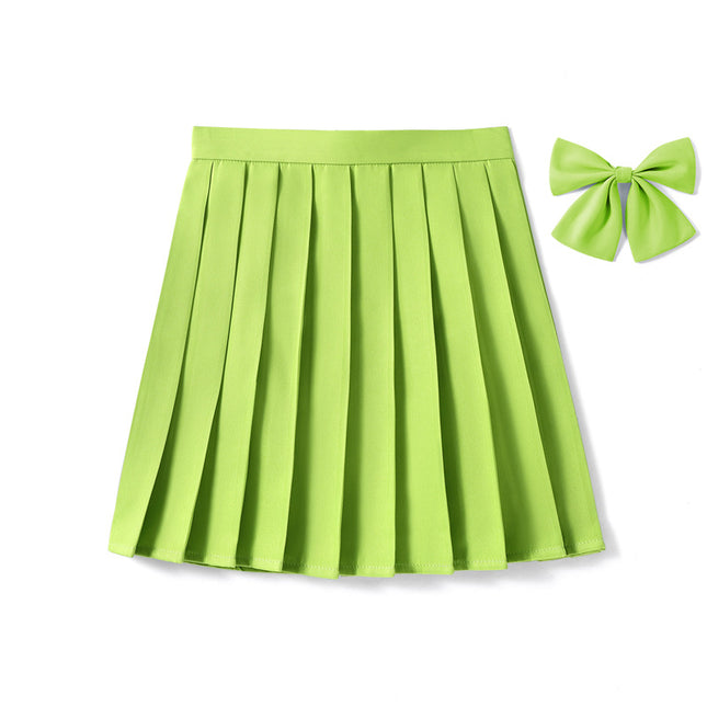 in stock Factory Solid Color Anime COS High Waist Pleated Skirt Pleated Skirt Class Uniform Performance Chorus Men and Women Short Skirt