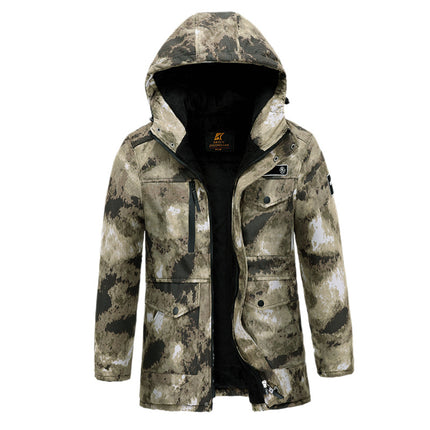 Thickened Camouflage Clothing, Fleece-Lined Cotton Coat, Warm, Cold-Proof, Windproof and Waterproof Cold Storage Labor Protection Clothing, Cotton-Padded Jacket, Cotton-Padded Work Clothes for Men