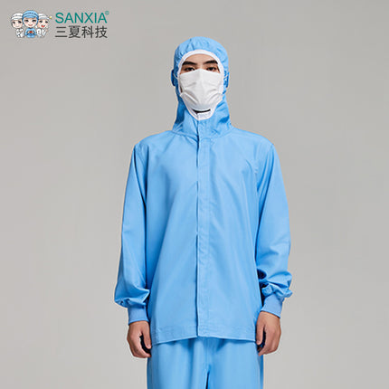 White central kitchen production and processing work clothes unisex anti-static short sleeve hooded food factory work clothes