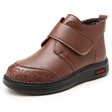 Mother Shoes Winter Cotton Shoes Middle-aged Winter Shoes Non-slip Middle-aged Women's Shoes fleece-lined Autumn and Winter Warm Ankle Boots Leather Shoes