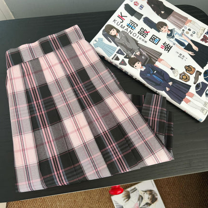 Original JK uniform [pink fog sea] autumn and winter black pink plaid skirt sweet cool hot girl student Japanese college style skirt