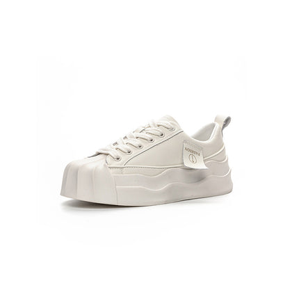 White Sneakers for Women, Summer 2026, Spring Genuine Leather Thick-Soled Women's Shoes, Shell Toe, Versatile, Casual, Wear-Resistant, Breathable, Comfortable, Low-Top