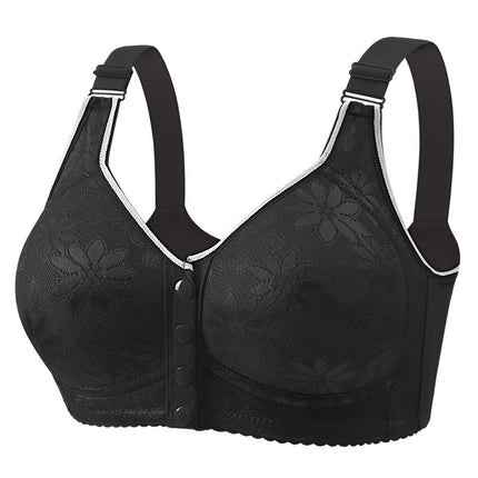 Middle-aged and elderly front buckle thin breathable cotton no steel ring bra bra underwear women's sponge vest mother plus size