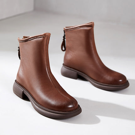 First layer cowhide Chelsea boots for women 2023 autumn and winter New retro brushed rubber bottom leather women's leather boots