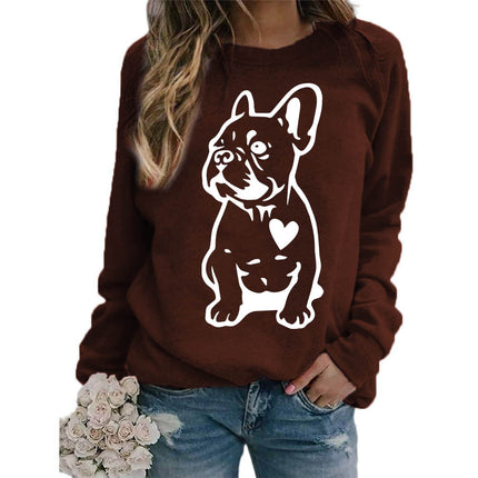 Foreign trade supply dog love printing round neck jacket sweater European size women's coat long sleeve cross-border autumn and winter leisure