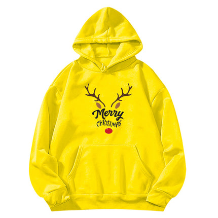 Elk Reindeer Merry Christmas printed hooded sweater European and American women's top coat cross-border