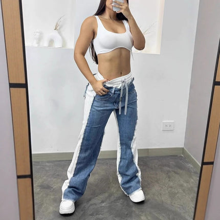 D8709 New Products on Aliexpress and Amazon, European and American Fashion, Unique Women's Clothing, Women's Pants, Patchwork Jeans for Sale