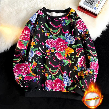 Northeast Dahua Sweater Men's Spring and Autumn 2024 New Chinese Style Dragon Year Festive Round Neck Long Sleeve T-Shirt