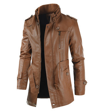 2024 Export Ebay New Men's Casual Fashion Leather Jacket Pu Hooded Slim Young Men's Leather Jacket