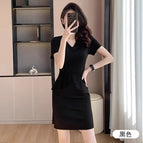 Amz580 short-sleeved black dress / S