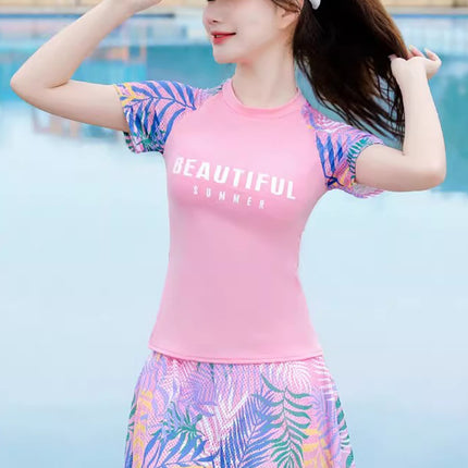 2025 Swimsuit Women's Split Conservative Belly-Covering Slimming Look Boxer Skirt Sports Style Student Hot Spring Korean Swimsuit