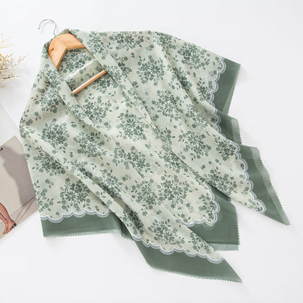 Cross-Border New Product Voile Print 110 Square Scarf Classic Lace Scarf Turban Malaysian Shawl