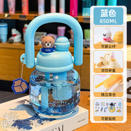 Wholesale Large-Capacity Plastic Straw Cups for Summer, Suitable for Men and Women, with a High Aesthetic Appeal, Portable Outdoor Sports Water Bottles for Children