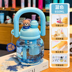 850ML / Carrying pot sky blue 850ml+little bear doll+pendant