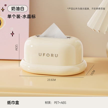 Desktop Tissue Box with High Aesthetic Appeal for Home Use, Stone-Like Bathroom Toilet Paper Holder with Built-In Spring, Large Capacity Tissue Box for Living Room