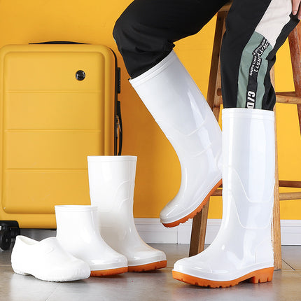 White Rubber Shoes, Military Boots, Neutral, Logo Can Be Added, Waterproof Boots, Non-Slip Labor Protection Boots, Men's and Women's Food Workshop White Work Shoes