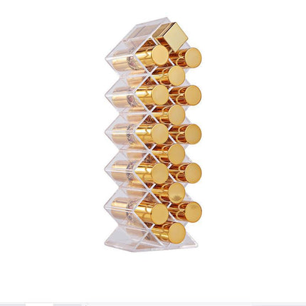 Diamond pattern lipstick storage box grid fish-shaped vertical cosmetics storage rack transparent lipstick lip glaze display rack cross-border