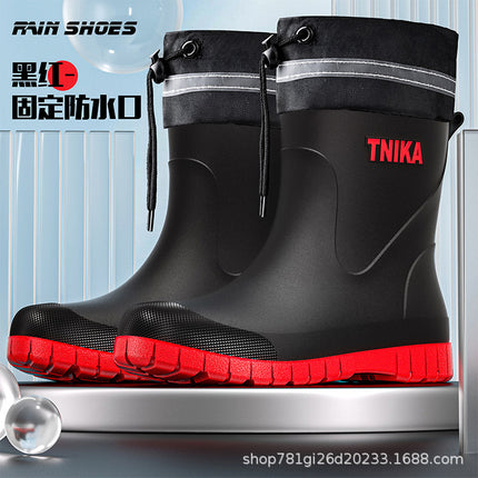 2025 Cross-border Men's Rain Boots Water Shoes Waterproof Wear-resistant Rubber Shoes Rain Boots Non-slip Short PVC Water Boots