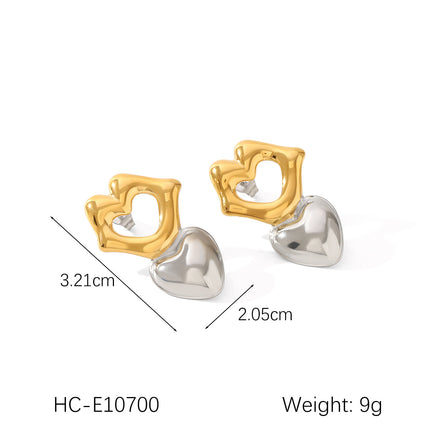 European and American design sense stainless steel earrings gold and silver color matching smooth geometric texture earrings sun five-pointed star earrings for women