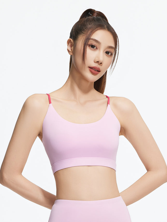 Summer New Six-string Fan-shaped Shoulder Strap Beauty Back Bra Professional Running Fitness Shockproof Gathering Thin Sports Underwear